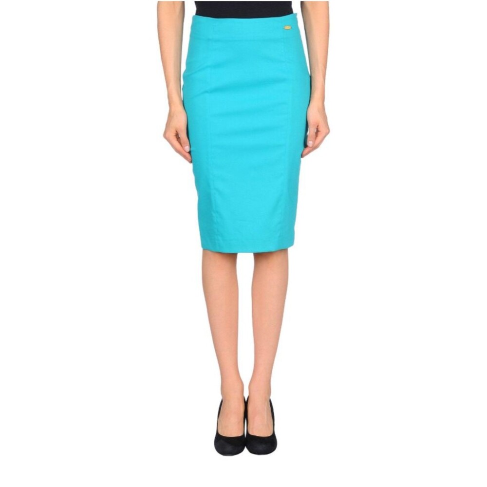 Liu Jo Women's Blue Cotton Blend Knee Length Pencil Skirt Sz 8/44